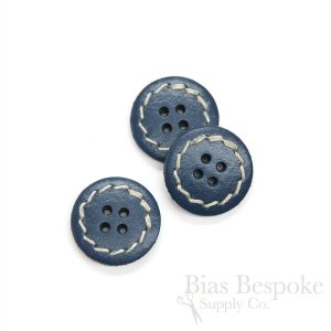 STILLA Aegean Blue Leather 4-Hole Buttons, Made in Italy