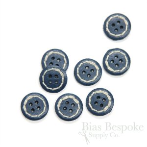 STILLA Aegean Blue Leather 4-Hole Buttons, Made in Italy