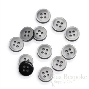 Thick Pale Gray Shirt Buttons with Dark Sides, Made in Italy