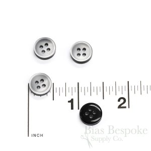 Thick Pale Gray Shirt Buttons with Dark Sides, Made in Italy