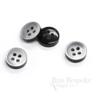 Thick Pale Gray Shirt Buttons with Dark Sides, Made in Italy