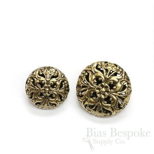 Magnificent Gold Filigree Buttons in Two Sizes, Made in France
