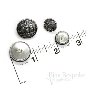Antique Silver Sailing Ship Buttons, Made in France