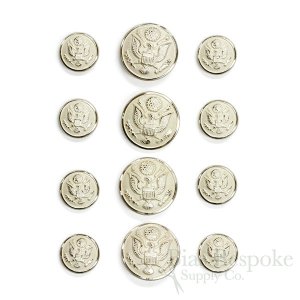 US Army Pale Silver Uniform Buttons, Made in France