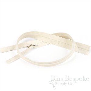 Unbleached Cotton Invisible Zippers, 5 Lengths Available, Bias Bespoke Brand