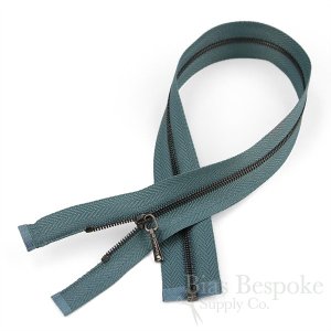Tiny Teeth (#1) Gunmetal & Mineral Blue Zipper, Bias Bespoke Brand