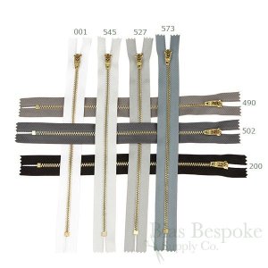 11" Pants Zipper with Gold Metal Teeth, Bias Bespoke Brand