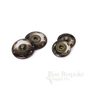 Elegant Antique Brass & Brown Horn-Effect Sew-on Snaps