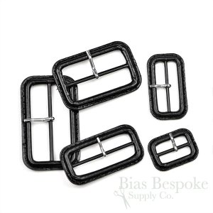 PELL Black Leather Buckles with Silver Pins, Made in Italy