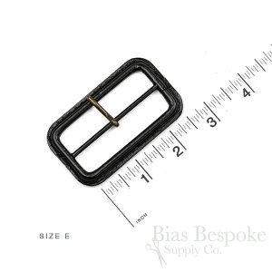 PELL Black Leather Buckles with Antique Brass Pins, Made in Italy