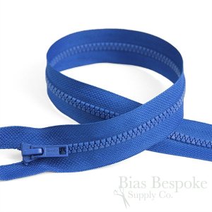 22" Length #5 Open End Zippers with Plastic Teeth, Bias Bespoke Brand