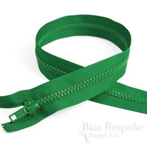 22" Length #5 Open End Zippers with Plastic Teeth, Bias Bespoke Brand