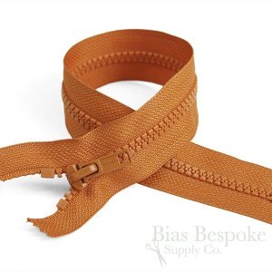 22" Length #5 Open End Zippers with Plastic Teeth, Bias Bespoke Brand