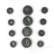 OLIN Matte Dark Gray Buttons with Narrow & Light Ridges, Made in Italy