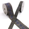 ORIA Lux Antique Gold Floral Jacquard Trim, 25mm, Made in Italy