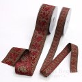 ORIA Lux Antique Gold Floral Jacquard Trim, 25mm, Made in Italy
