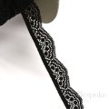 Black and White Narrow Stretch Lace Trim, Made in France