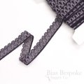 Divine Narrow Stretch Lace Trim in Purple and Marigold, Made in France
