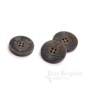 Blackened Buffalo Horn Coat of Arms 4-Hole Buttons for Suits and Coats