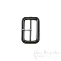 PELL Black Leather Buckles with Silver Pins, Made in Italy