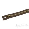 11" Pants Zipper with Gold Metal Teeth, Bias Bespoke Brand