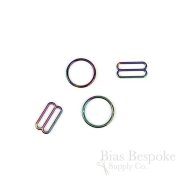 Set of Rainbow-Colored Metal Rings and Sliders