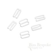 Set of White Nylon-Coated Metal Hooks and Sliders for Removable Straps